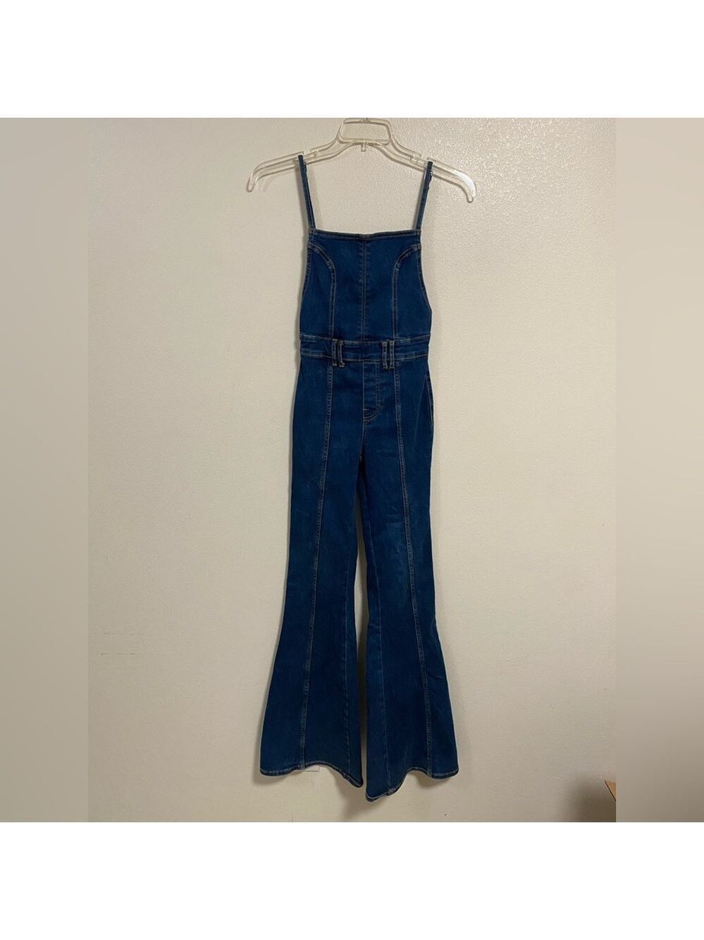 True Religion Jumpsuit Women Size 25 dark wash denim Fey Flare Fit Jumpsuit